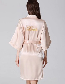 Fashion Xiangbin Color Bridal Embroidery Faux Silk Geometric Print Bandage Nightgown