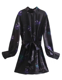 Fashion Black Printed Lace Dress