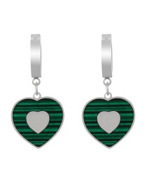 Fashion Green+silver Titanium Steel Drop Oil Love Ear Ring