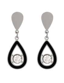 Fashion Silver+black Titanium Steel Inlaid Zirconium Drip Earrings