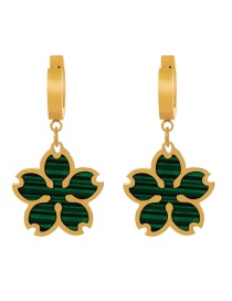 Fashion Gold+green Titanium Steel Drip Flower Earrings