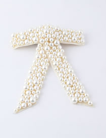 Fashion White Pearl Geometric Pearl Bow Hairpin