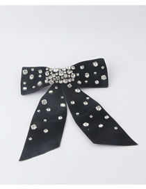 Fashion Black Geometric Pearl Bow Hairpin