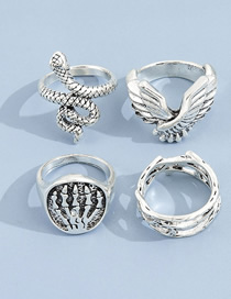 Fashion Silver Color Alloy Snake-shaped Wings And Claw Ring Set