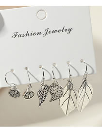Fashion Silver Color Alloy Leaf Coconut Tree Geometric Earrings Set