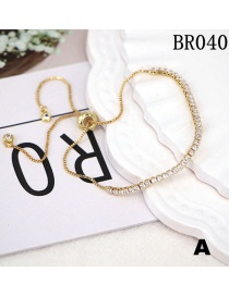 Fashion Br040-a Copper Inlaid Zirconium Claw Chain Pull Bracelet