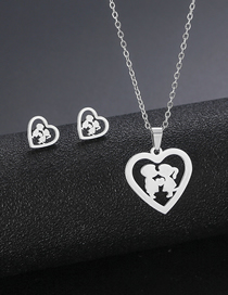 Fashion Tz277 (silver) Stainless Steel Love Ear Stud Necklace Set