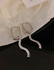Fashion Ear Buckle-silver Color Metal Geometric Wavy Earrings