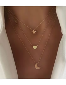 Fashion 1# Alloy Xingyue Love Heart Multilayer Necklace