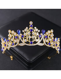Fashion Blue Alloy Diamond Openwork Crown