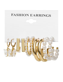 Fashion 2# Geometric Pearl Twist Earring Set