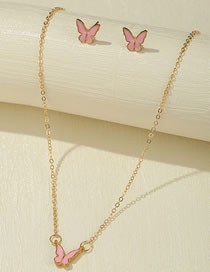 Fashion 3# Alloy Butterfly Stud Necklace Set