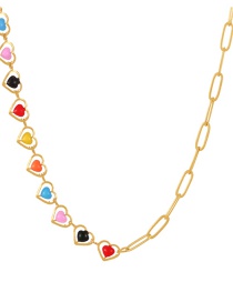 Fashion Color Titanium Steel Drip Oil Splicing Chain Love Necklace
