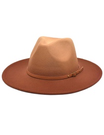 Fashion Caramel Colour Gradient Jazz Hat With Wool Belt