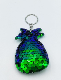 Fashion Green Reflective Fish Scale Sequin Pineapple Keychain