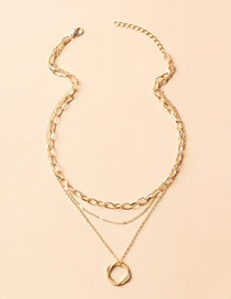Fashion Gold Color Alloy Ring Chain Multilayer Necklace