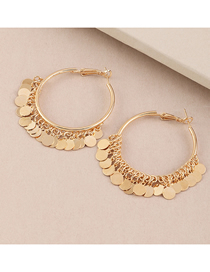 Fashion Gold Alloy Disc Tassel Earrings