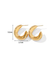 Fashion 3# Titanium Steel Geometric Hollow C-shaped Earrings