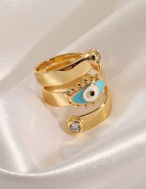 Fashion Gold Bronze Zirconium Oil Drop Eye Open Ring