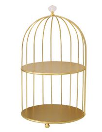 Fashion Elevated Golden Double Layer Metal Wrought Iron Double Birdcage Rack
