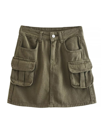 Fashion Armygreen Multi-pocket Cargo Straight-leg Shorts