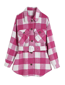 Fashion Pink Polyester Check Jacket
