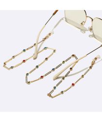 Fashion Colorful Metal Colorful Oval Rhinestone Glasses Chain