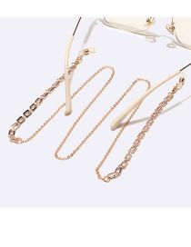 Fashion Gold Solid Copper Hollow Rectangle Chain Glasses Chain