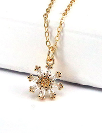 Fashion White Copper Gold Plated Zirconium Flower Necklace (single Price)  Copper