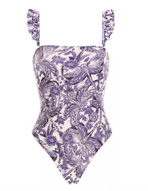 Fashion Y60 Purple Polyester Print Flash One-piece Swimsuit