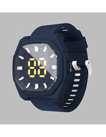 Fashion Navy Blue Plastic Geometric Square Dial Watch  Plastic