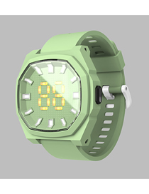 Fashion Light Green Plastic Geometric Square Dial Watch  Plastic
