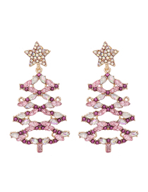 Fashion Purple Alloy Diamond Star Christmas Tree Earrings
