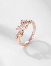 Fashion Middle East Hot Style Copper Diamond Leaf Ring