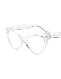Fashion C12 White/transparent Large Frame Cat Eye Flat Lens