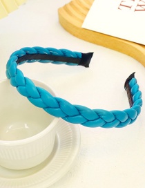 Fashion Hole Blue Twist Braid Pu Leather Headband
