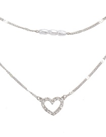 Fashion Silver Color Multi-layered Pearl Heart Necklace