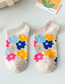 Fashion Khaki Floral Pattern Socks Cotton Socks
