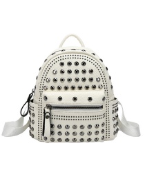 Fashion White Tuba Studded Backpack