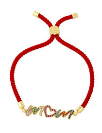Fashion D Red Rope Inlaid Colorful Zircon Letters Mom Love Bracelet