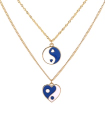 Fashion Blue And White Love Gossip Double Necklace