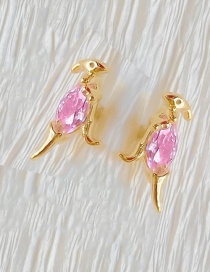 Fashion Light Pink Eyelet Dragon Little Dinosaur K Gold Animal Earrings