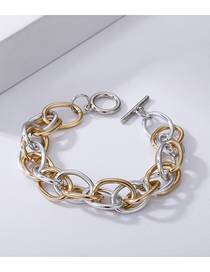 Fashion Gold And Silver Color Glossy Multi-circle Aluminum Alloy Buckle Bracelet