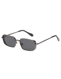 Fashion 3-gun All Gray Square Metal Sunglasses
