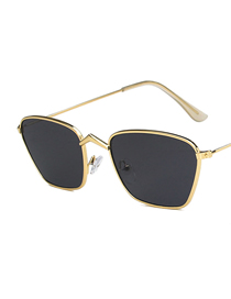 Fashion Gold Frame Grey Flakes Uv Protection Sunglasses