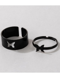 Fashion Butterfly Black Hollow Butterfly Ring Set