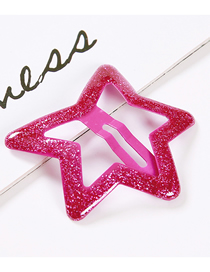 Fashion Rose Red Sequined Five-pointed Star Children's Hairpin
