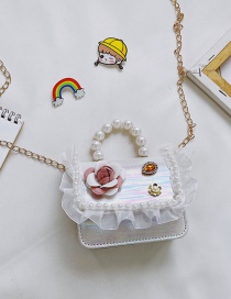 Fashion Floret White Children's Pearl Flower Lace Portable Messenger Bag