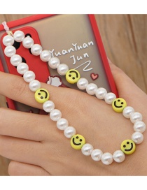 Fashion 4 Soft Pottery Smiley Face Pearl Letters Fruit Beaded Mobile Phone Lanyard