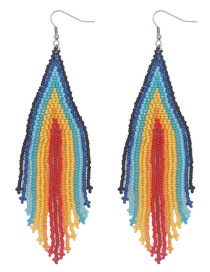 Fashion B Beaded Millet Beads Woven Tassel Earrings